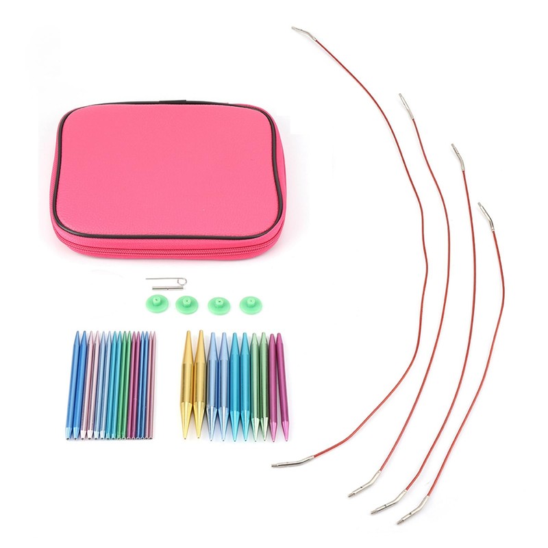 Haosie 26pcs Circular Knitting Needles, Aluminum Knitting Needles Set, Interchangeable
