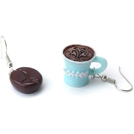 1 Pair Funny Asymmetric Coffee Bean Drop Earrings for Drinks Jewelry Women Earrings Women Plastic, Plastic