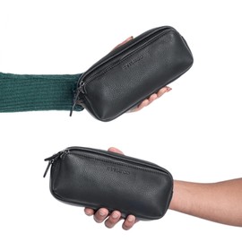 STILORD Melissa Pencil Case Leather Large Vintage with Zip Pencil Case Large Case School Plain Genuine Leather Cosmetic Bag for Men and Women, black, Toiletry bag