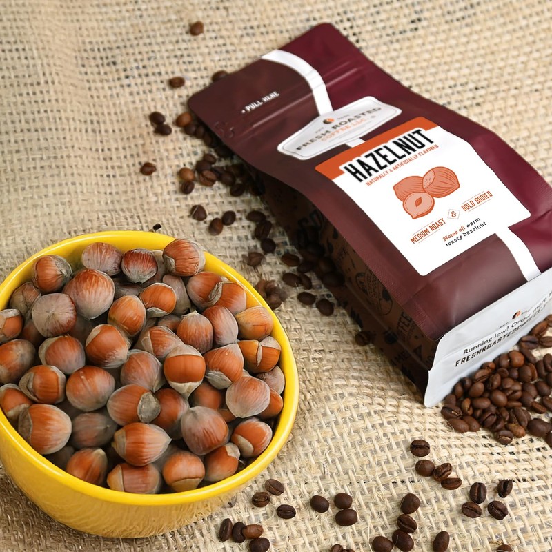Fresh Roasted Coffee, Hazelnut Flavored Coffee, 12 oz, Medium Roast,