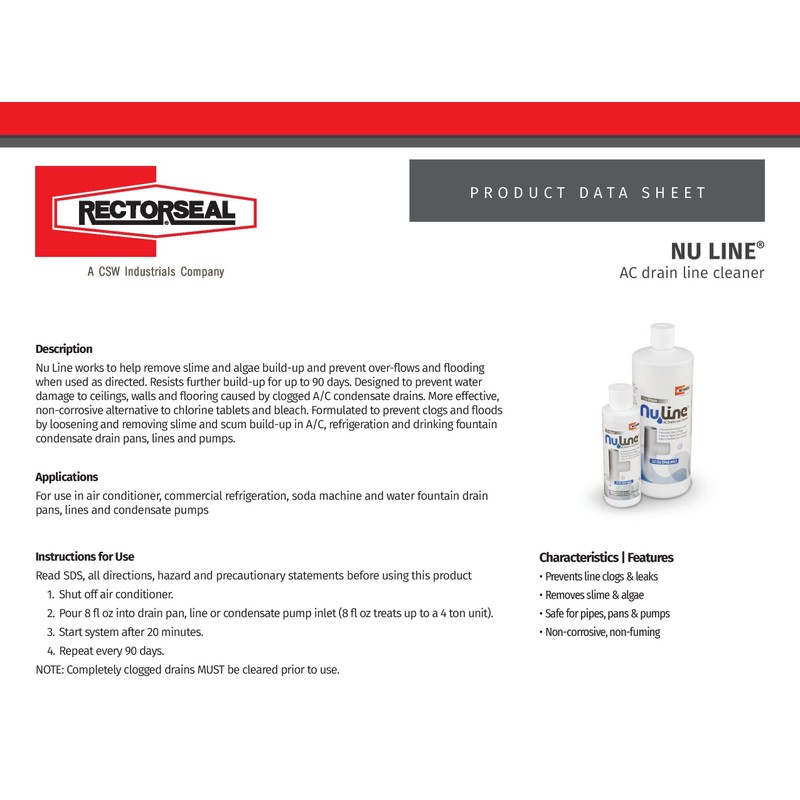 Liphontcta (4)-Pack NuLine HVAC Condensate Nu-Line Drain Cleaner, 8 Ounce