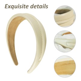 scicent 29607 Women's Hair Band, Leather Hard Headband, Wide Padded Headband, Retro Style Headband, Plain Headband, Fashionable Comfortable Headbands for Women and Girls (White + Pink)