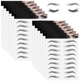 12 Sheets 4D Hair-Like Eyebrow Tattoos Stickers Waterproof Eyebrow Transfers Stickers Peel Off Grooming Shaping Fake Eyebrow Sticker for Women and Girls (Simple Style)