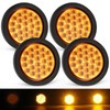 Partsam 4X 4 Inch Round Amber Strobe Lights 24 Diodes