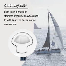 Boat Slam Latch 2" Lift Handle Deck Hatch Stainless Steel Zinc Alloy Flush Latches (White/Silver/Black),Boat Hardware,Fits Door thicknesses rangingfr 0.078" to 0.787" (2mm to 20mm),Pack of 2 (White)