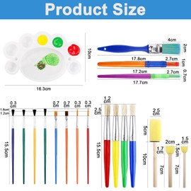 19PCS Kids Paint Brush Set - Small Gouache Paint Brushes with Palette Colorful Artists Paint Brushes for Watercolor Oil Acrylic (19)
