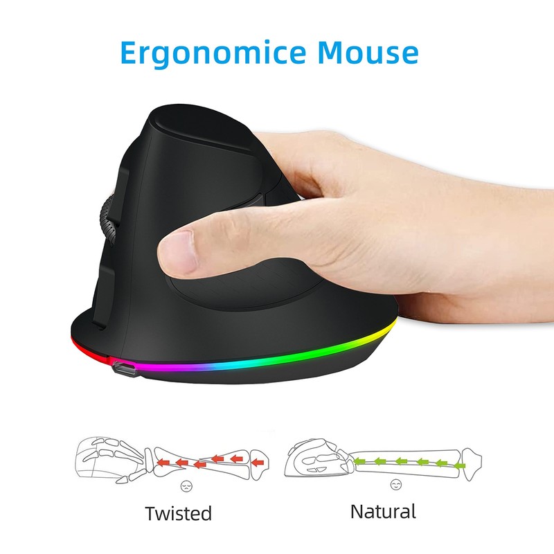 Wireless Dual-mode Mouse 2.4G/BT5.1 Computer Mouse Gaming Mouse Ergonomic Silent