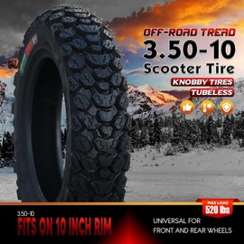 3.50-10 Tire 3.50 10 Inch Tubeless Tire 3.50-10 Offroad Snow Knobby Tire for Front/Rear Replacement Spare Accessory Fits on 10 Inch 58J 8 P.R.