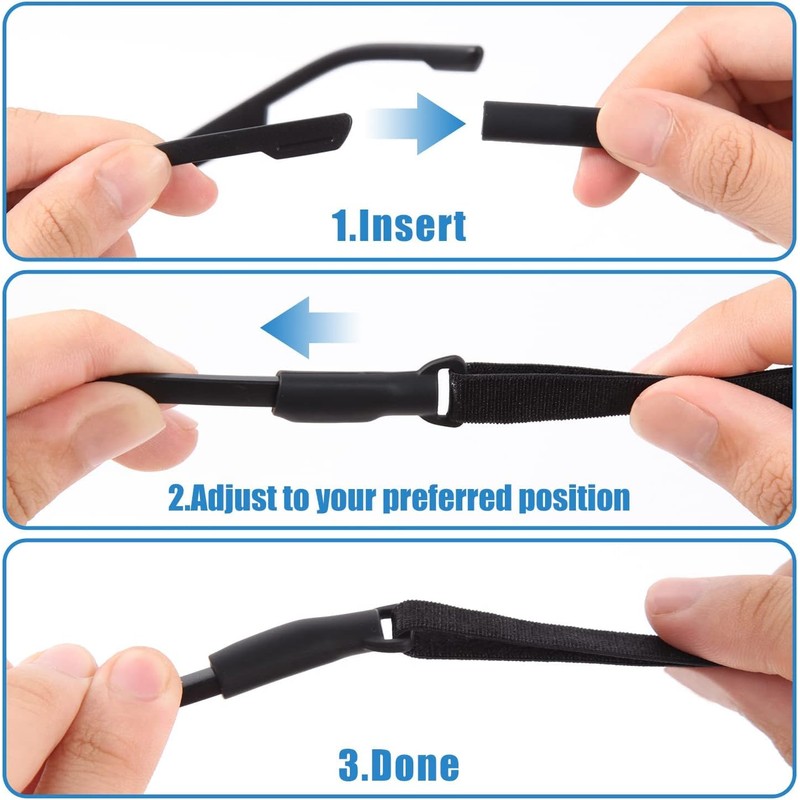 Enenfly Adjustable Glasses Straps - 3 Pack No Tail Eyewear