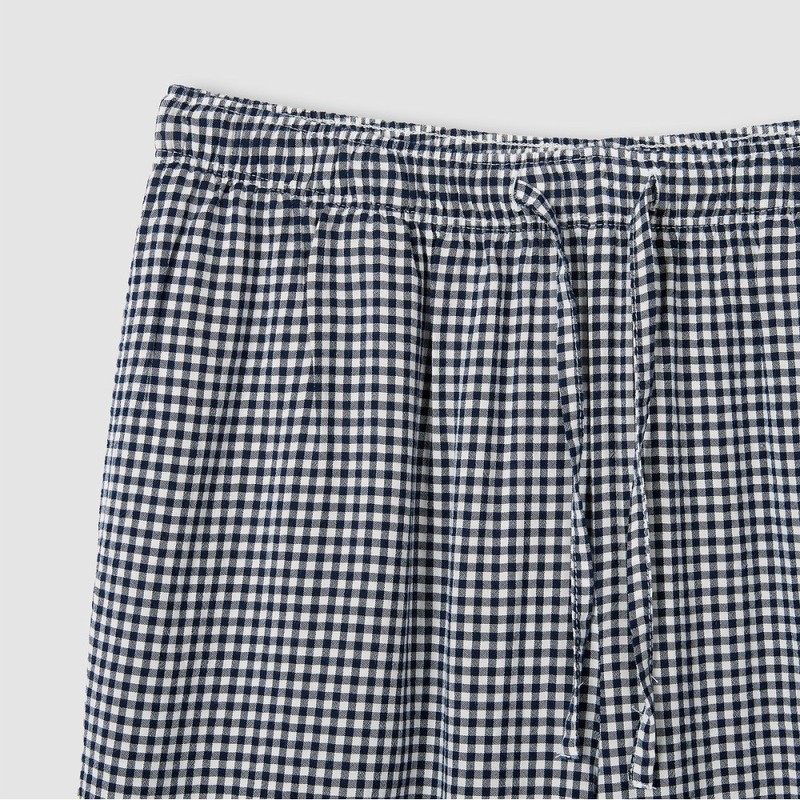 JAJU [JAJU] Women's Rayon Cotton Seersucker 7/8 Pajama Pants_Light Navy