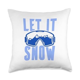 Let It Snow Ski Goggles Throw Pillow, 18x18, Multicolor
