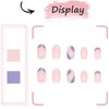 24Pcs Almond False Nails Short, Pink Purple Fake Nails Nude