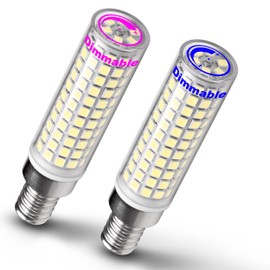 E12 100w Dimmable LED Candelabra Bulbs Replacement C7,6000K Daylight Bright Cool White,1000 Lumen T6 E12 12W LED Candle Bulbs for Ceiling Fan Chandelier Pendant Lighting Salt Lamp,No Flicker,2 Pack