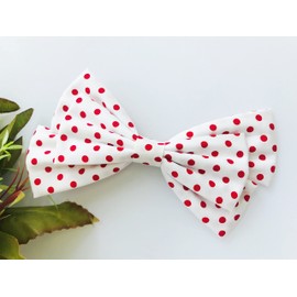 MeeTHan Pink Polka Dot Bows Mice Mouse Hair Clips Ears Elastic Bands Costume Accessories: M12 (Jumbo-White)