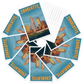 gaeaverse Charlotte American City Landscape Postcards Vintage Postcards 9pc/Set U.S. Cities Greeting Cards for Business World Travel Landscape Postcard Decor Gift