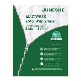 JUNESHE Queen Mattress Bag for Moving and Storage-3 Mil Zipper Plastic Waterproof Mattress Storage Bag