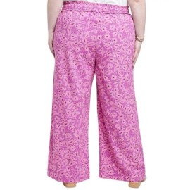 Knox Rose NWT Women's 4XL Knox Rose Relaxed Fit Wide Leg Pants Magenta Linen Feel Paisley
