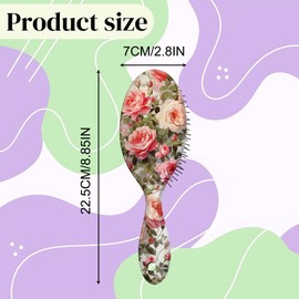 GABraden Hair Brush,Detangling Hair Brush,Soft Bristles for Effortless Tangle Removal,Detangler Hairbrush For Women Men Boys Girls Wet Dry All Hair Types (Pink White Roses)