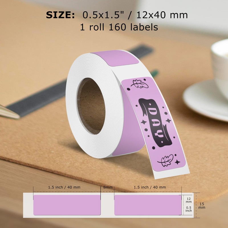 12 x 40 mm Thernal Labels Purple