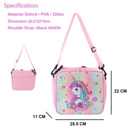 KEAIDUO Unicorn Lunch Bag for Kids Girls, Cute Fashion Insulated Cooler Bags Tote Bags for Girls with Adjustable Shoulder Strap for School Kindergarten Pink Unicorn