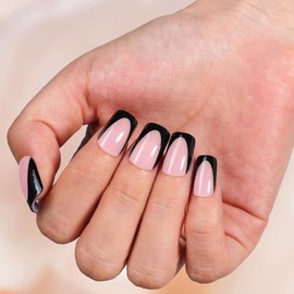 Vansiho Uñas Postizas Francesas De Gel Rosa Intenso, 150 Unidades, Cortas, Cuadradas, Suaves, Negras, Francesas, Para Uñas Postizas, 15 Tamaños