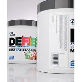 HR Labs DEFIB, Ultimate All in One Advanced Strong Pre Workout Powder, High Caffeine Content, 40/20 Servings, 420g, Athlete Approved 8 Great Tasting Flavours (420g, Gummy Bears)