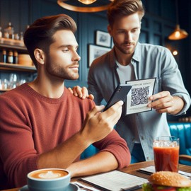 Touchless Menu - QR Code and Tag - View Menus Online - Two-Sided Menu Tap Card - Perfect for Storefront Window, Table, Drive-Thru, Takeout and Pickup Locations