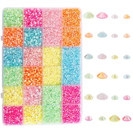 GOMAKERER About 21360 Pcs 6 Colors Half Round Flatback Rhinestones, 3/4/5mm Resin Flatback Faceted Crystal Rhinestone Cabochons Ab Crystals Gemstones for Jewelry Making Hair Clips Crafting