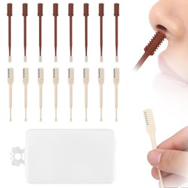 16 Pcs 2 in 1 Nose Hair Trimmer, Manual Nasal Hair Cutter Portable Nose Hair Remover Razors with Ear Picker Rotating Double Sided & Single Sided Nose Hair Cleaner for Women Men