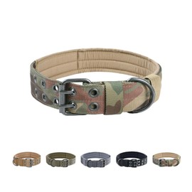 EXCELLENT ELITE SPANKER 1.5" Width Military Dog Collar Adjustable Metal D Ring & Buckle Working Dog Collar for Medium Large Dogs(MCP-XL)
