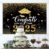 Congrats Class of 2025 Backdrop Black Gold Glitter Graduation Party