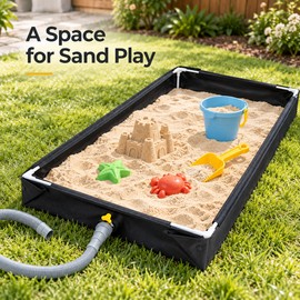 Portable Kids Sand & Water Play Tray for Outdoor Activities – Rectangular Sandbox with Detachable Drain Hose