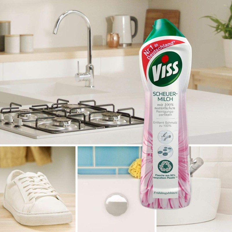 Viss Scouring Milk, Spring Blossom, with Micro Crystals, 100% Removes