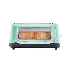 DASH Clear View Toaster - Compact Design with 7 Browning Levels & Clear-View Window, Extra-Wide Slot Large Toaster, 1-Touch Defrost, Reheat & Bagel Functions - Easy Clean Up Crumb Tray (Aqua)
