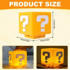 3D Icon Light Night Lights, Question Mark Lamp with Game Sound Effects, Game Cube Lamp, Question Mark Soundtrack for Bedroom, Living Room, Children and Fans