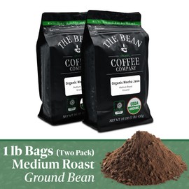 The Bean Organic Coffee Company Mocha Java, Medium Roast, Ground Coffee, 16-Ounce Bags (Pack of 2)