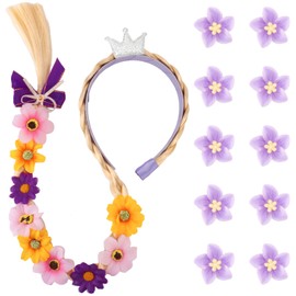 Princess Rapunzel Hair Braid Headband Wig Flower Costume Accessories