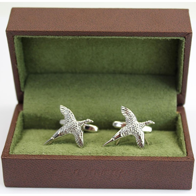 Soprano Silver Flying Pheasant Solid Country Cufflinks