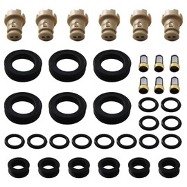 New FJ585 23209-62040 Fuel Injector Rebuild kit o-rings Seals Filters Caps for 1999 Toyota Tacoma SR5 Extended Cab Pickup 2-Door 3.4L 3378CC V6 GAS DOHC Naturally Aspirated