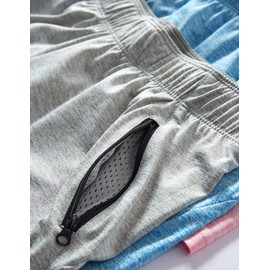 Paquete de 5: pantalones cortos de entrenamiento para mujer, estilo casual, ropa deportiva para mujer, con bolsillos con cierre, Negro jaspeado, azul/púrpura/rosa/gris, Large