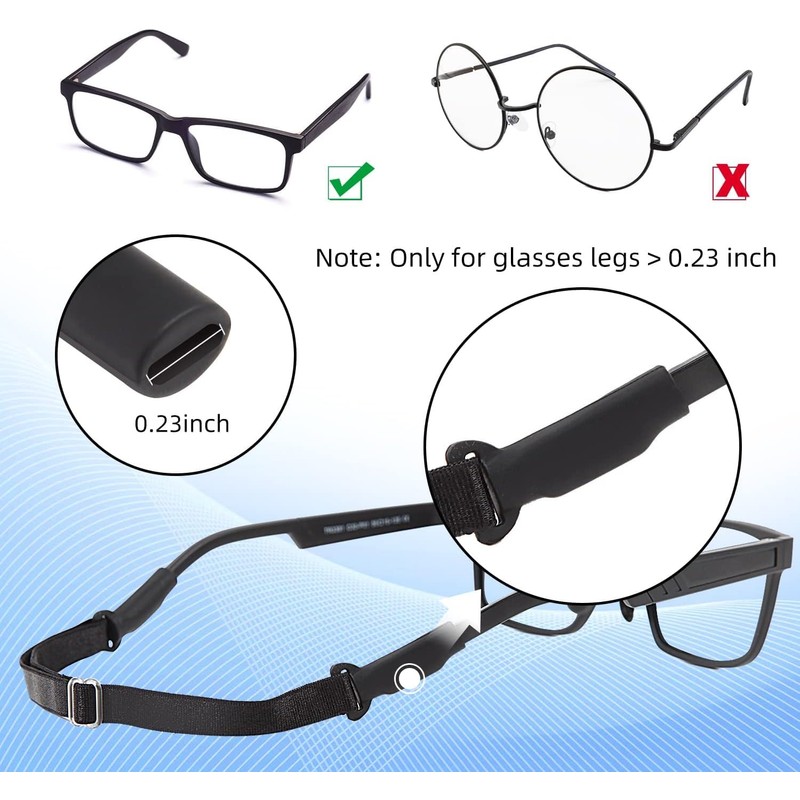 Enenfly Adjustable Glasses Straps - 3 Pack No Tail Eyewear
