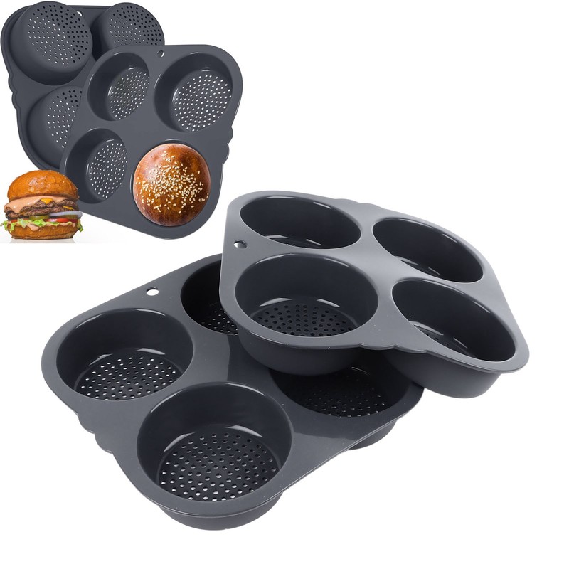 4 Cup Hamburger Bun Pan Dishwasher Safe Silicone Hamburger Bun