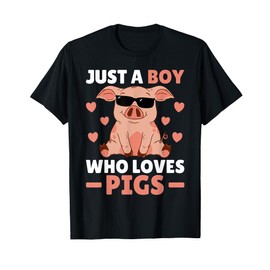 Just A Boy Who Loves Pigs Men Pig Lovers Pig Stuff Farmer T-Shirt