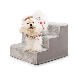 Dog Stairs for Small Dogs,13" H,3-Step Dog Steps for High Bed,Couch,Pet Stairs for Dogs and Cats Climbing with Non-Slip Bottom and Washable Cover,Light Grey