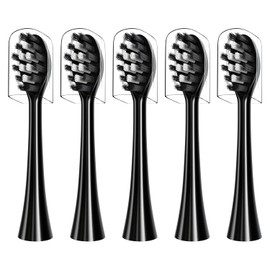 Cabezales De Repuesto Para Cepillo De Dientes Compatibles Con Cepillo De Dientes Eléctrico Gleem, Diseño En Forma De W Plantado Con Cerdas De Nylon (Negro)