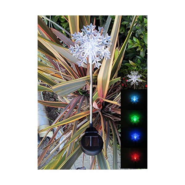 Solar Powered Snowflakes Garden Yard Stake Color Change Lights, a