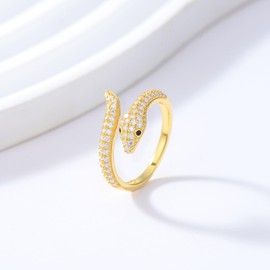 FYBIOD Snake Ring for Women with Moissanite 925 Sterling Silver Adjustable Open Snake Statement Ring Size 9