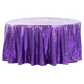 CVL 1 Pc, Glitz Sequins 132" Round Tablecloth - Purple for Wedding Ceremonies & Receptions, Bridal Showers, Baby Showers, Quinceaneras, Anniversary Parties, Or Special Event