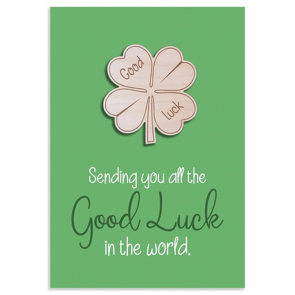 Good Luck Gifts Card with Four Leaf Clover Token Cute