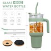 chunmo 40 oz Glass Tumbler with 2 Lids-Bamboo Straw Lid